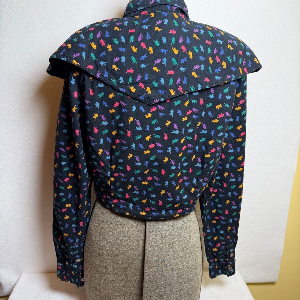 Vintage Rodeo Western Wear Women's Small Cropped Print Blouse 100% Cotton - Picture 3 of 15